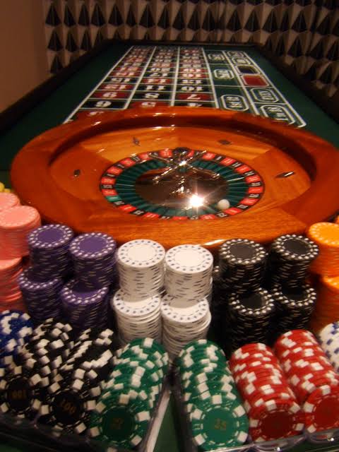 Blackjack table showing cards and chips
